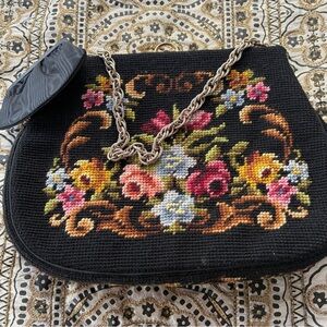 Vintage Needlepoint Floral Handbag